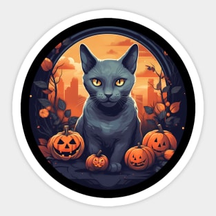 Russian Blue Cat Halloween, Cat Lover Sticker